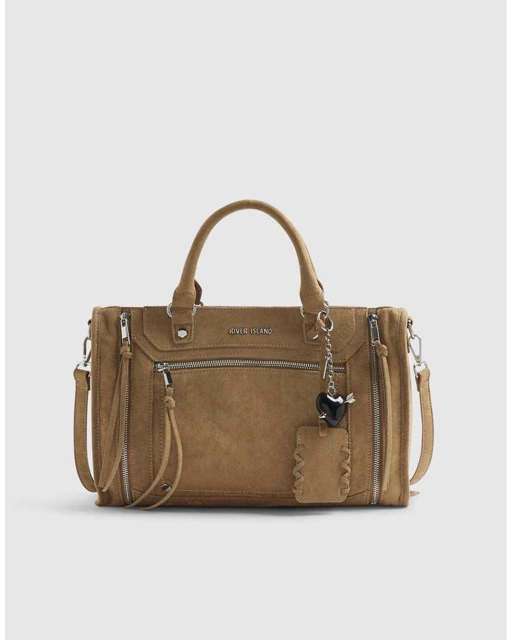 River Island Metallic Faux Suede Zip Panel Tote Bag