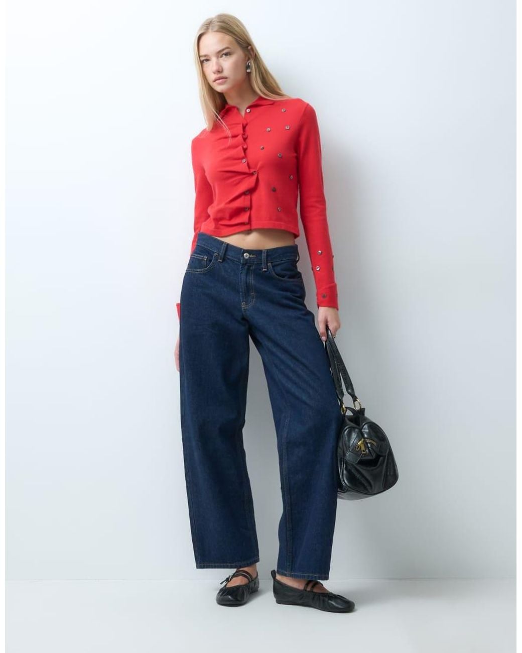 laagam Red Fia Buttoned Cardigan