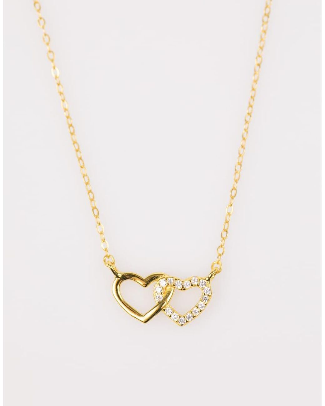 Lovisa Natural Plated Sterling Double Heart Cubic Zirconia Necklace
