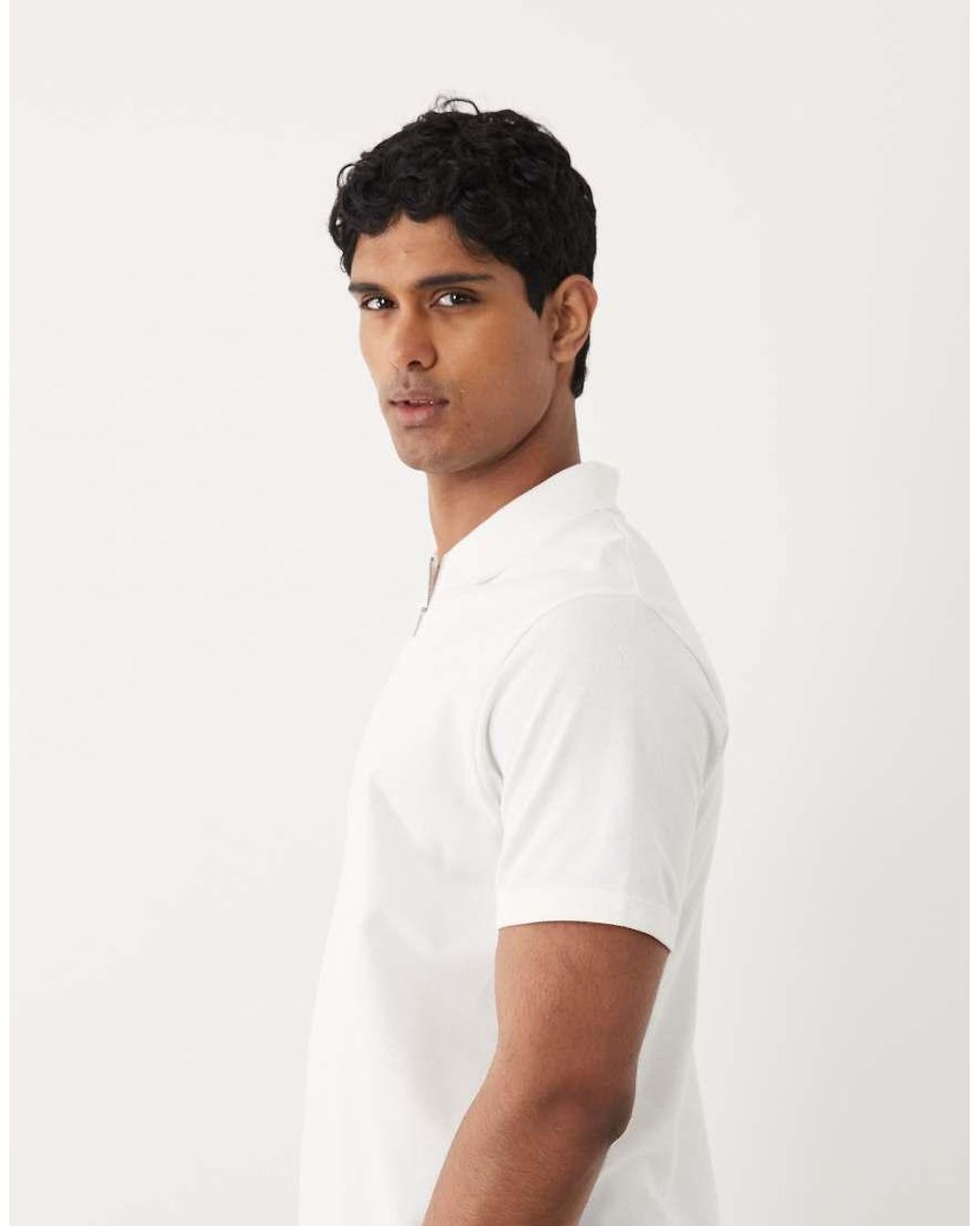ASOS White Regular Fit Polo With Zip for men
