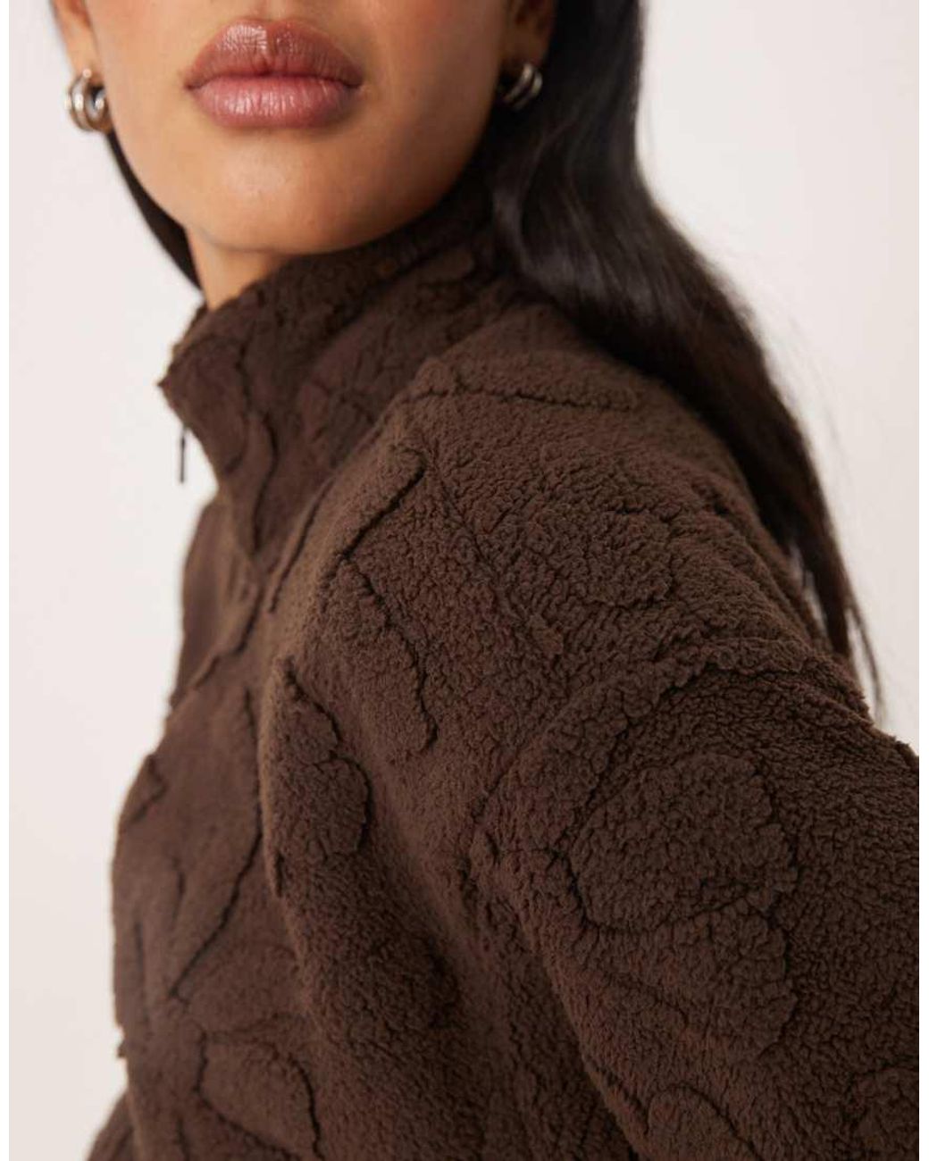Hollister Brown Gilly Hicks Full-zip Teddy Sweater