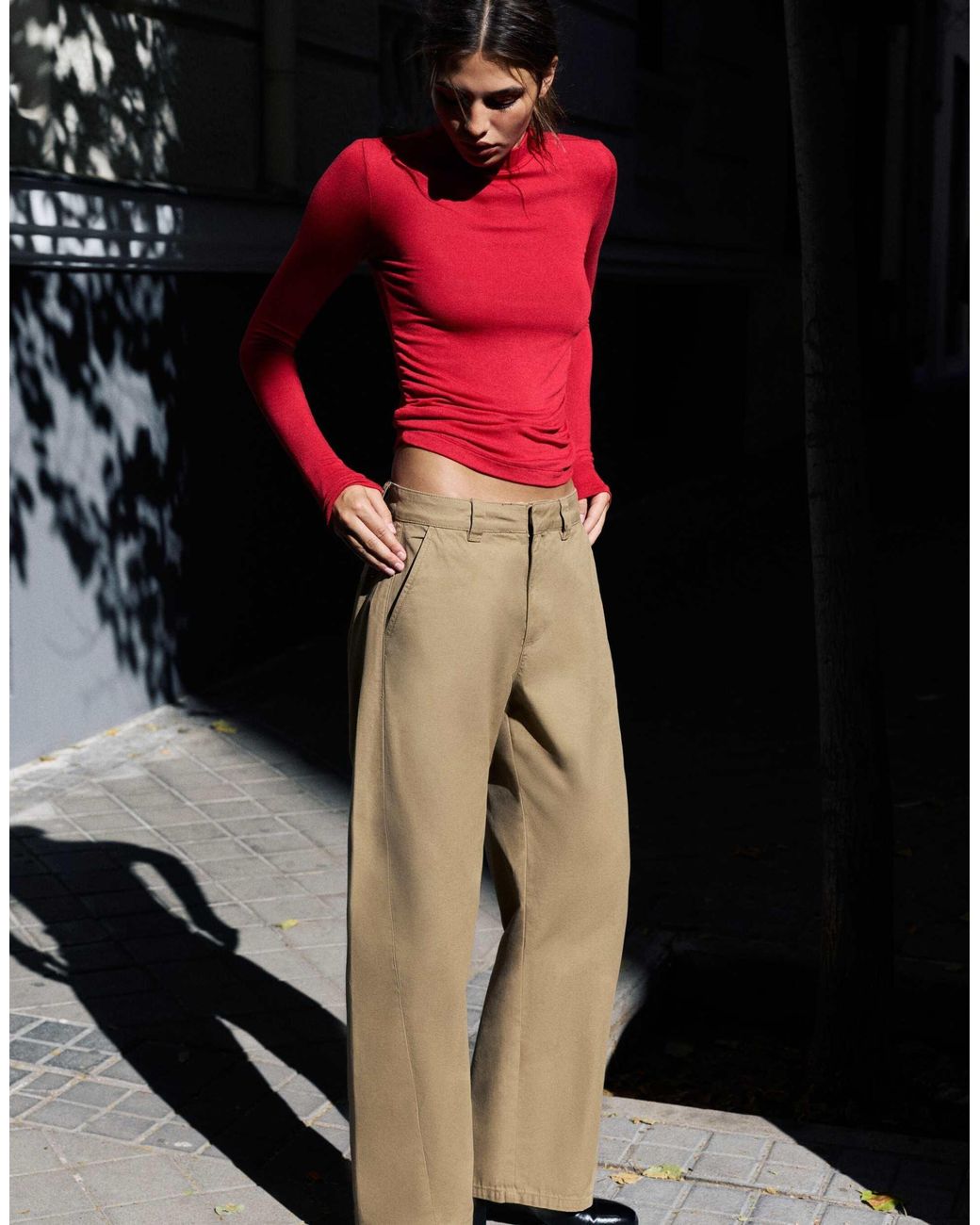 Top à côtés froncés Pull&Bear en coloris Red