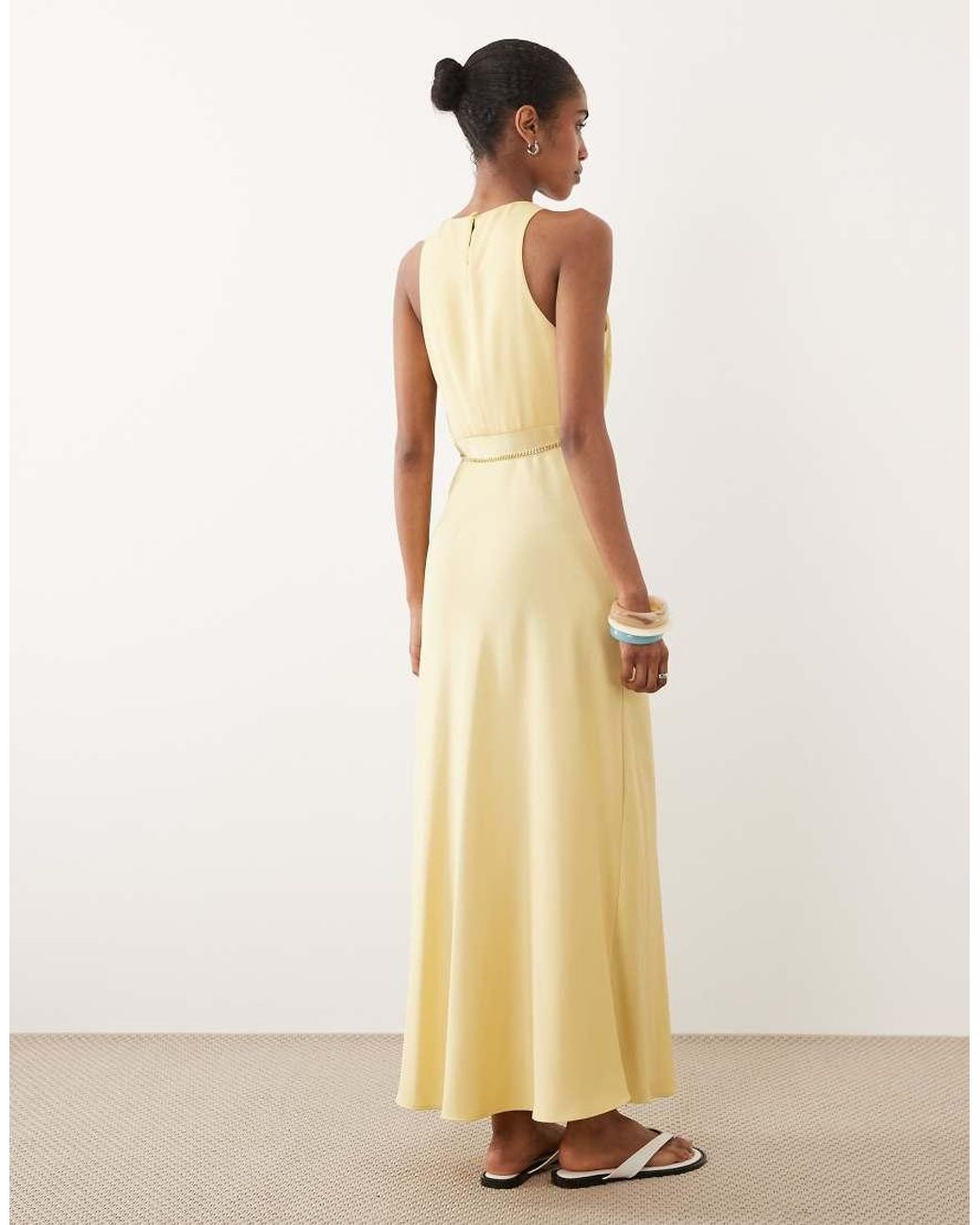 ARMANI EXCHANGE Natural Maxi Gold Chain Detail Dress