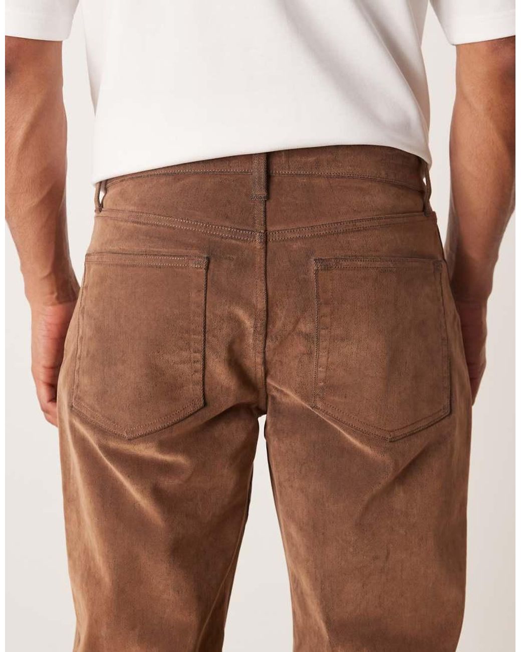 ASOS Natural Suede Look Straight Jeans for men