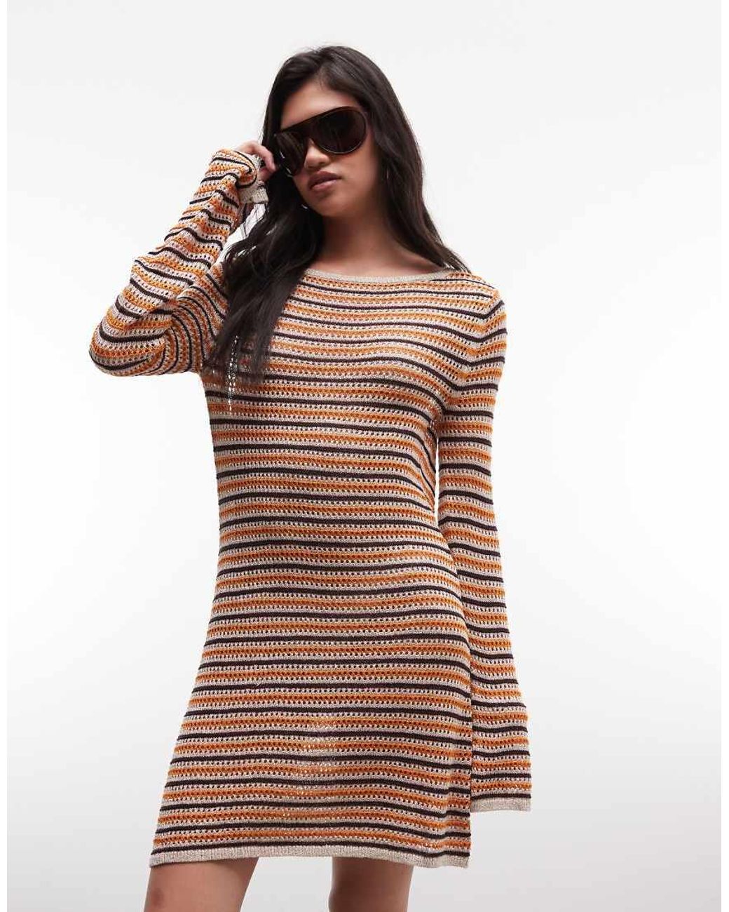 Monki Natural Crochet Mini Dress