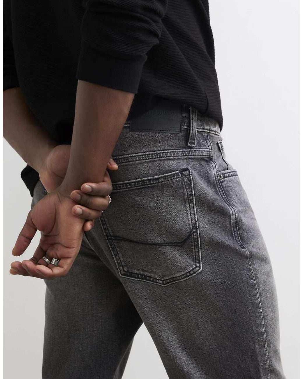 River Island Gray Slim Fit Jeans for men