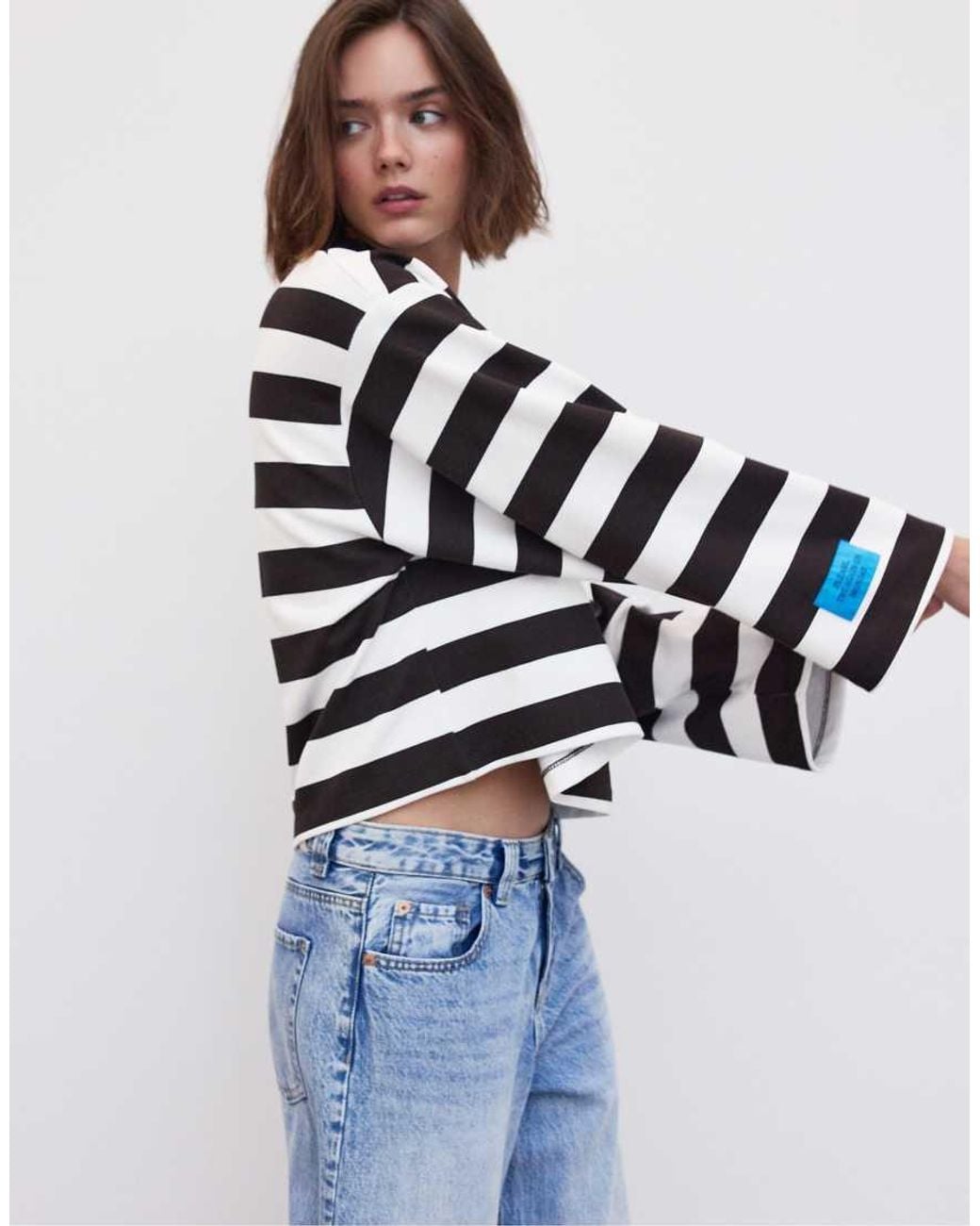 Stradivarius Blue Striped Sweatshirt