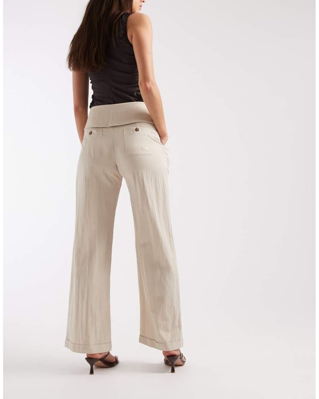 laagam White Leia Tailored Flow Wide Leg Pants