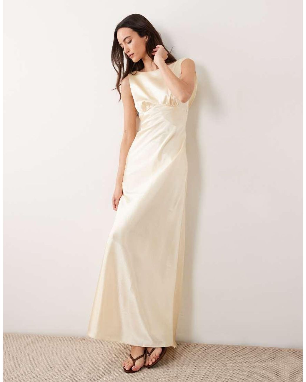True Decadence Natural Cowl-Back Maxi Dress