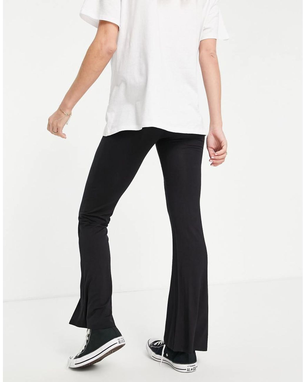 ASOS Black Asos Design Maternity Over The Bump Kick Flare Trousers