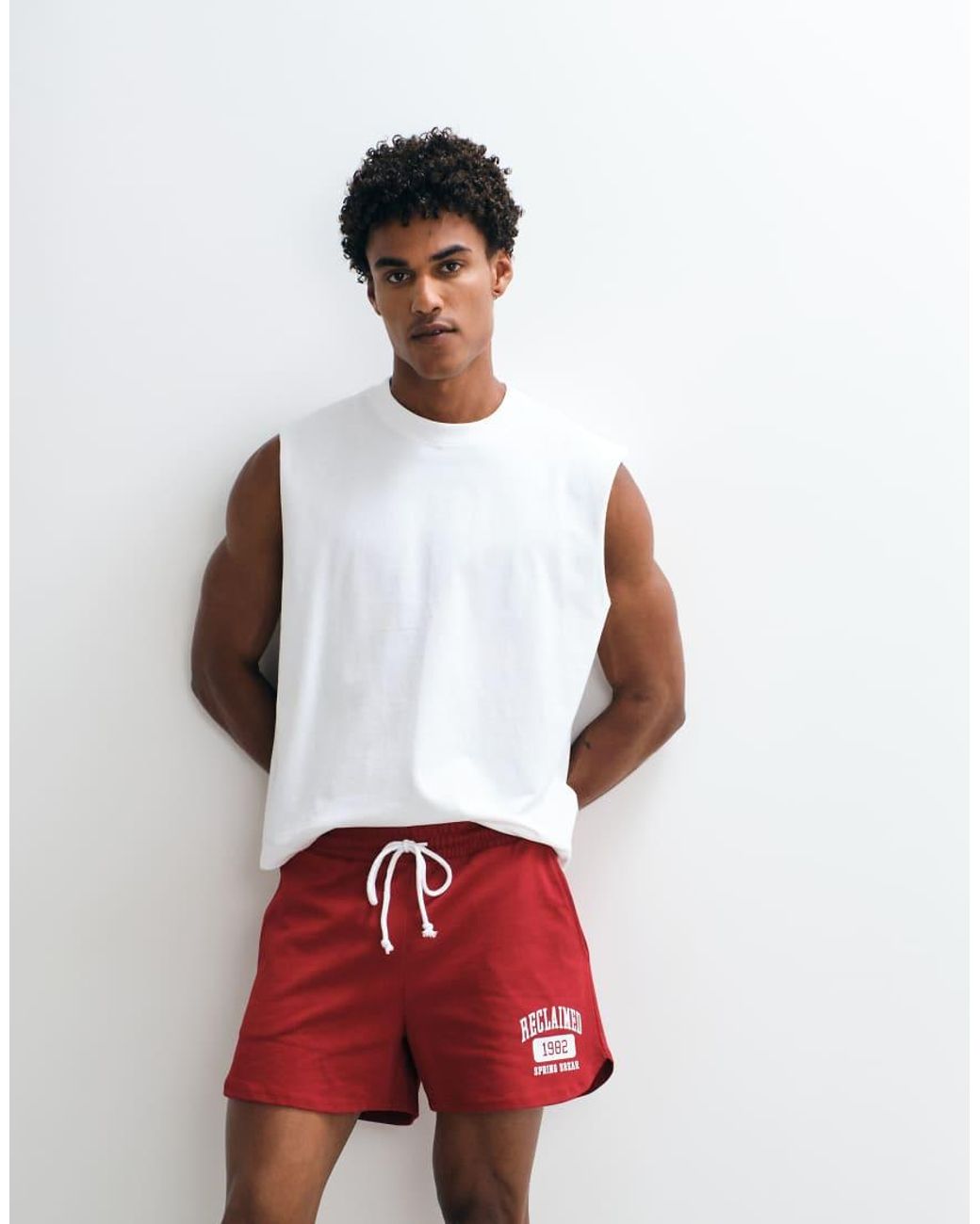 Reclaimed Vintage Red Runner Shorts for men