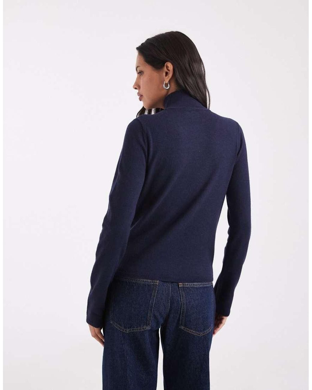 ASOS Blue Long Sleeve Fine Gauge Roll Neck Jumper