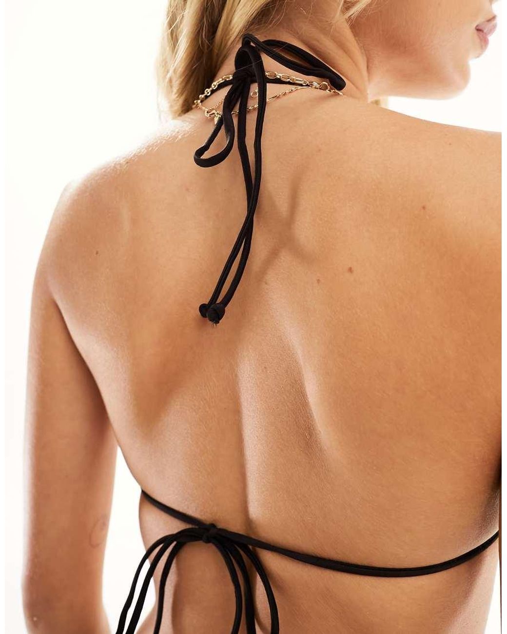 Free Society White Crinkle Stripe Triangle Bikini Top