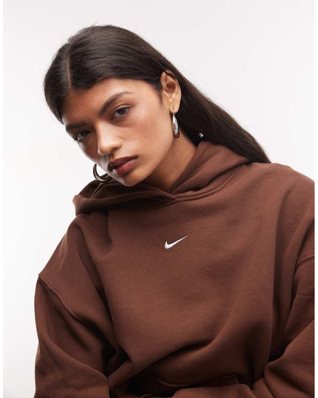 Nike Brown Studio Fleece Mid-weight Oversized Hoodie