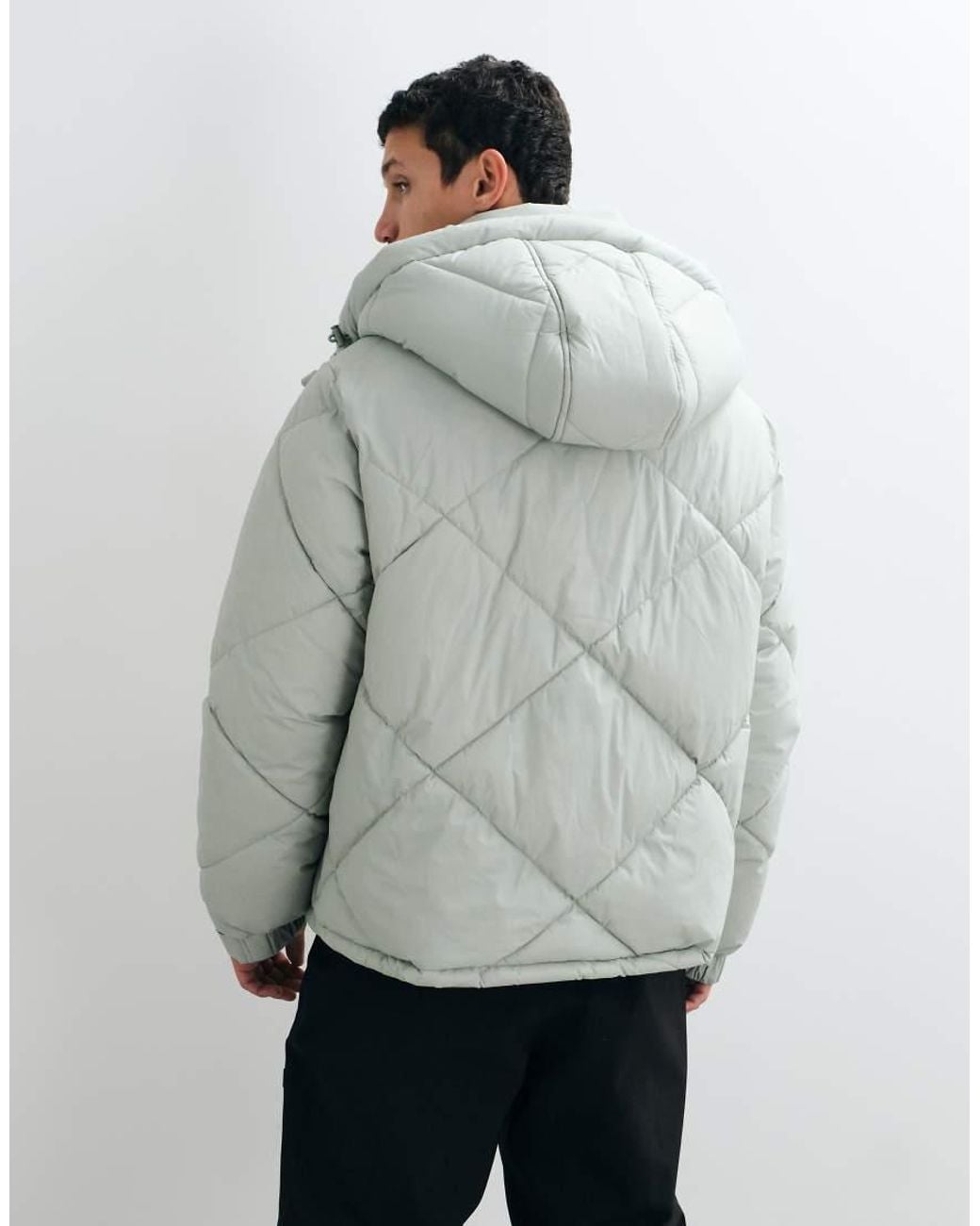 ASOS 4505 Ski & Snow Gray 4505 Ski Water Repellent Diagonal Quilt Puffer Jacket With Hood for men