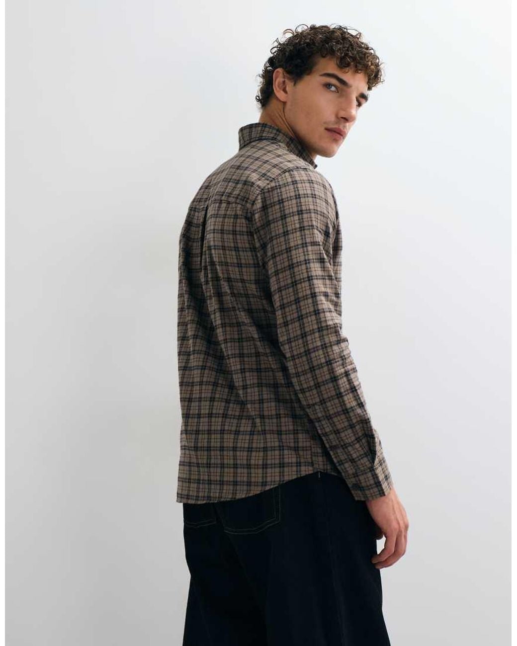 Jack & Jones Gray Flannel Check Shirt for men