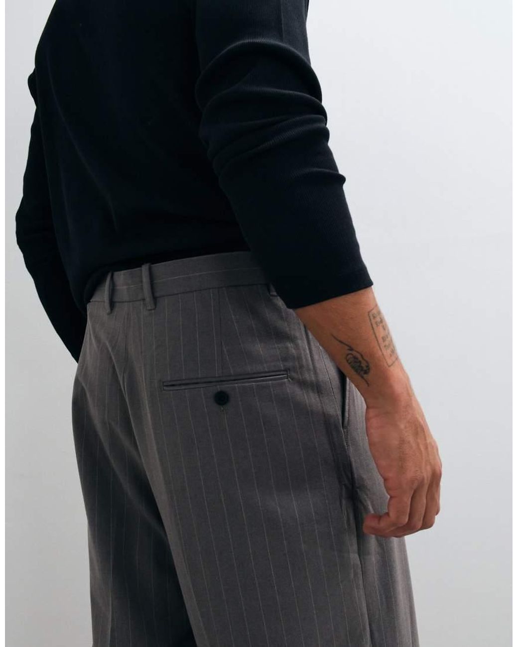 Weekday Gray Uno Loose Fit Tailored Trousers for men