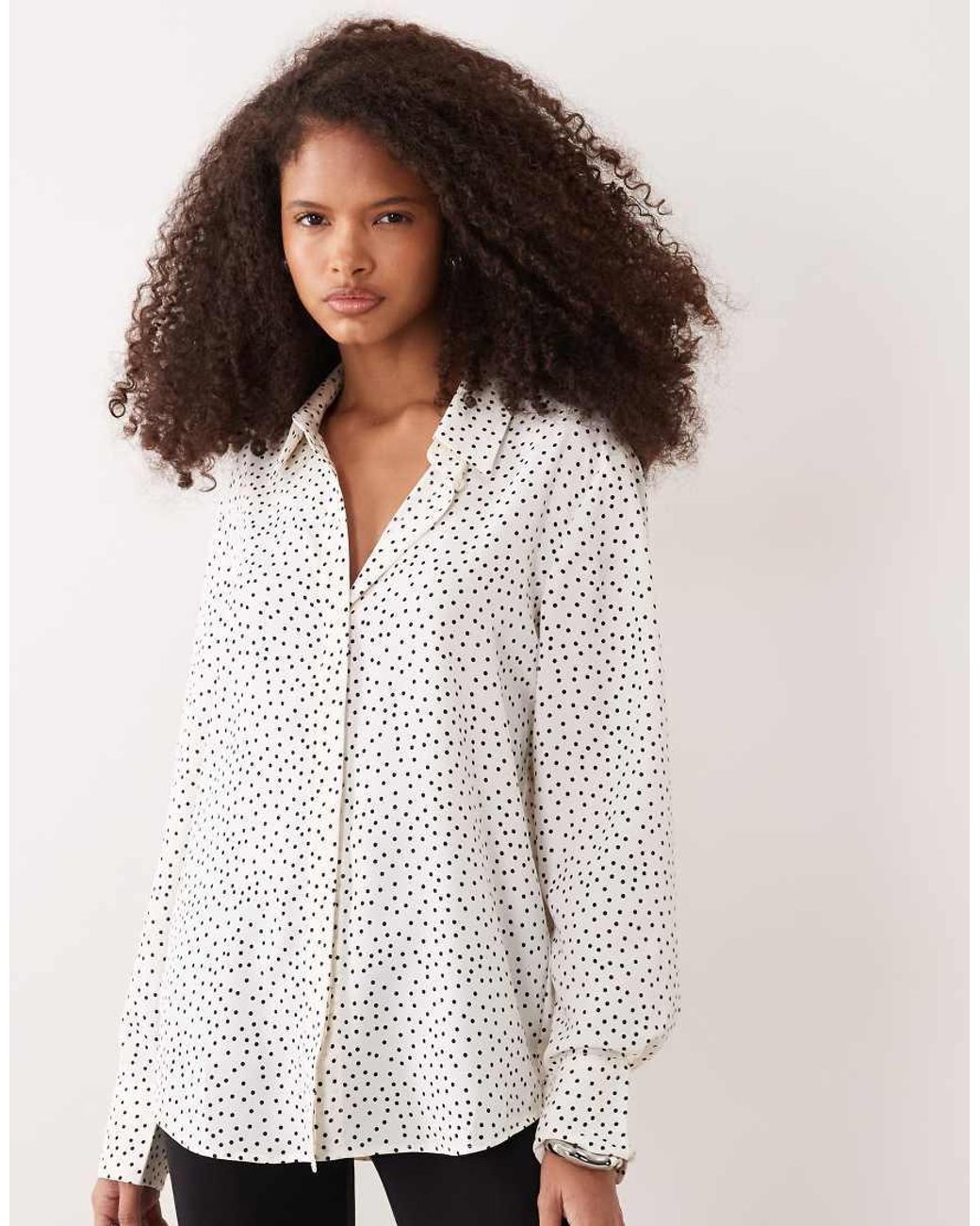 Camicia Classica E Nera A Pois di Mango in White