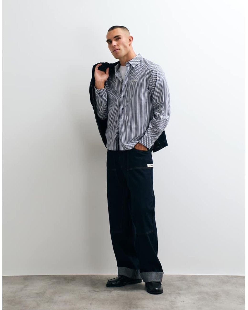 Prohibited Blue Script Long Sleeve Shirt for men