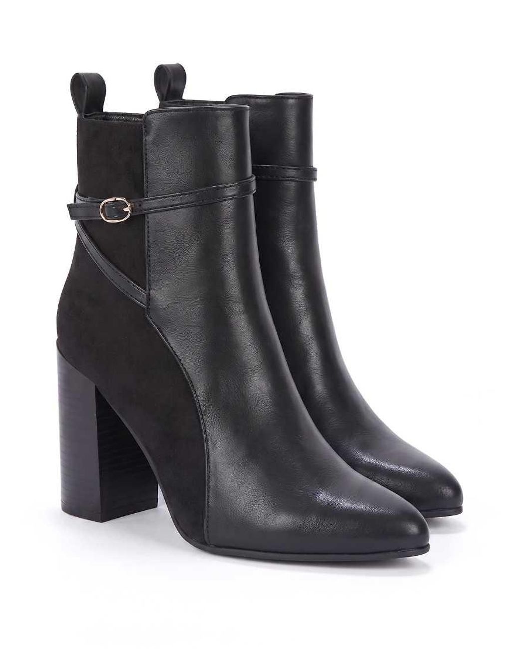 SEQWL Black Dress Ankle Booties Pointed Toe With Thin Buckle Strap