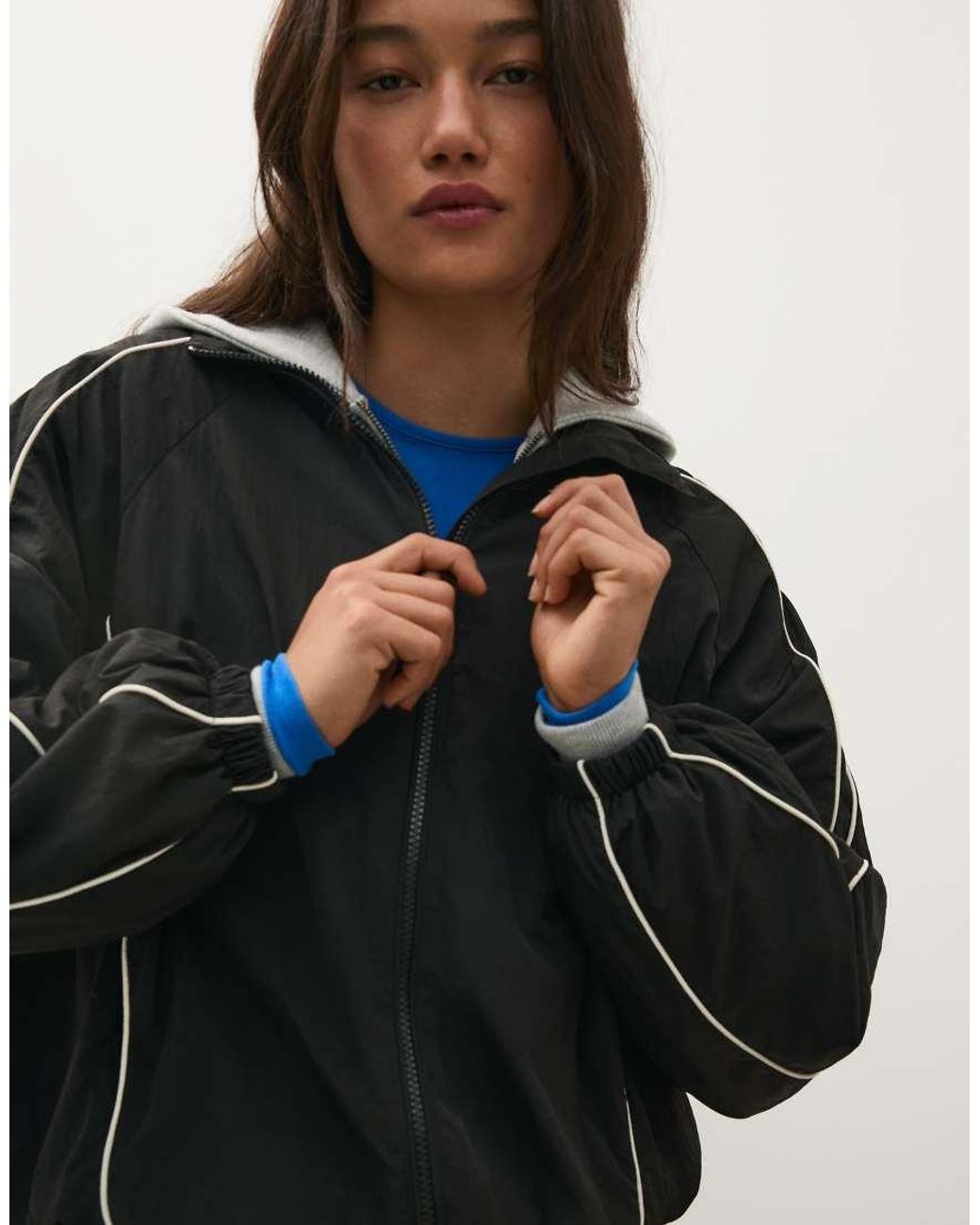 Bershka Black Contrast Lightweight Jacket