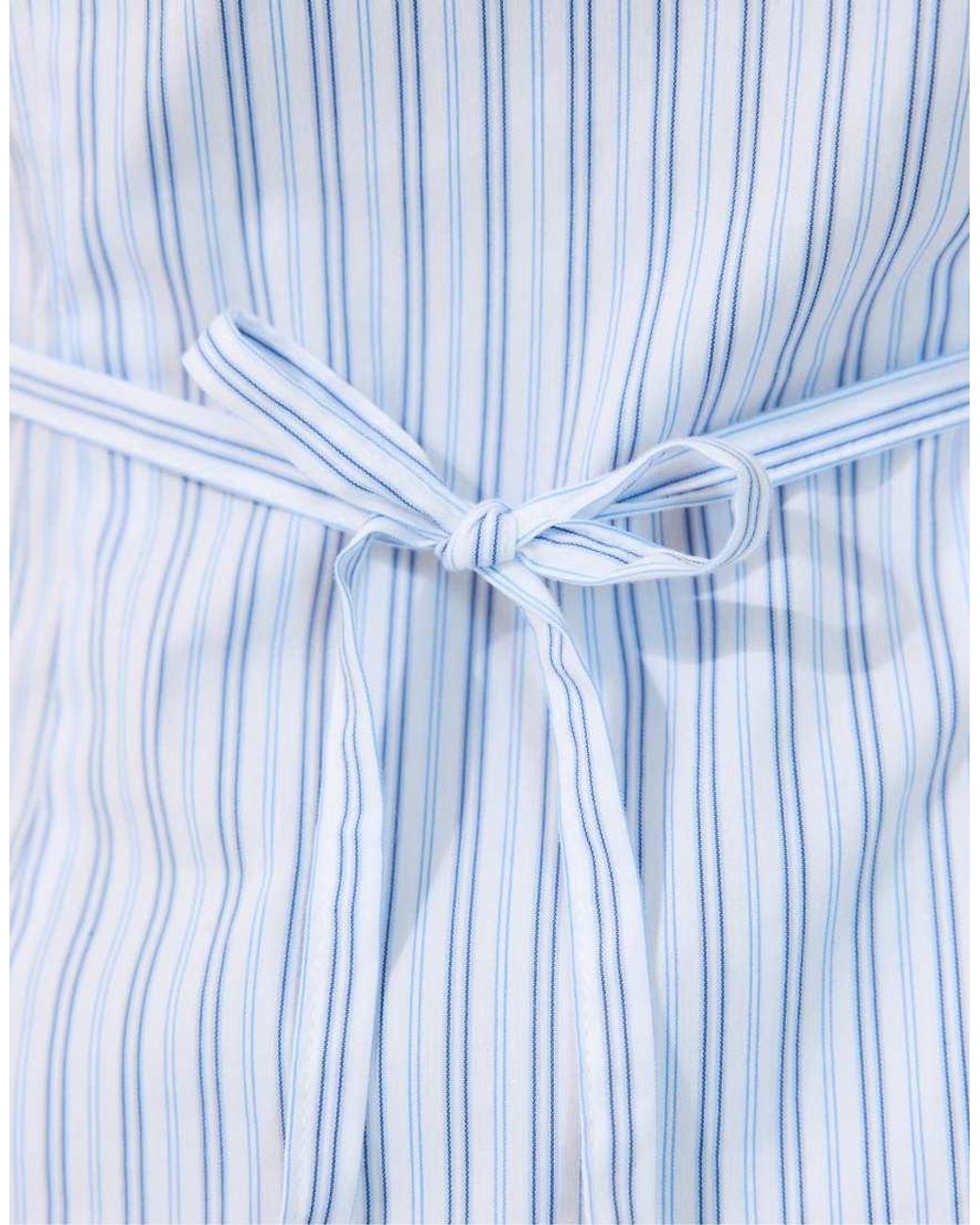Stradivarius Blue Short Sleeve Shirt With Underbust Seam