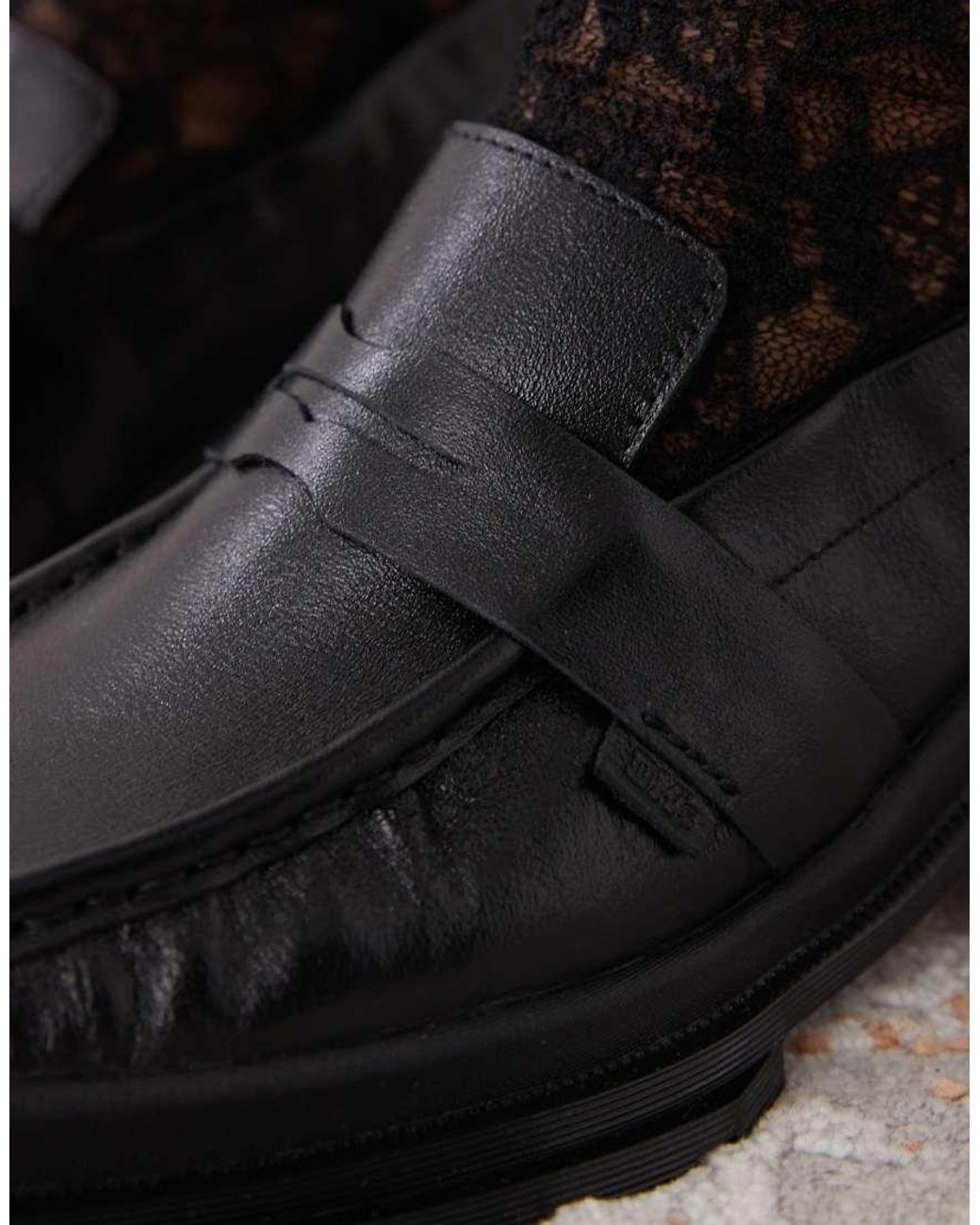 Dr. Martens Black Maybole Ruched Detail Loafers