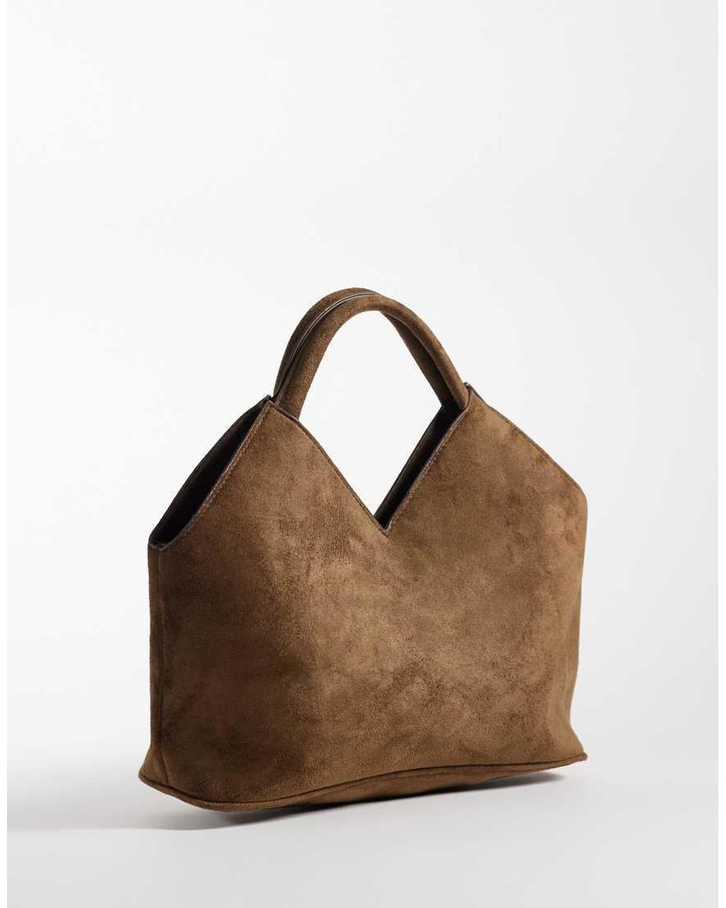 Pieces Brown Suede-look Angular Shoulder Bag