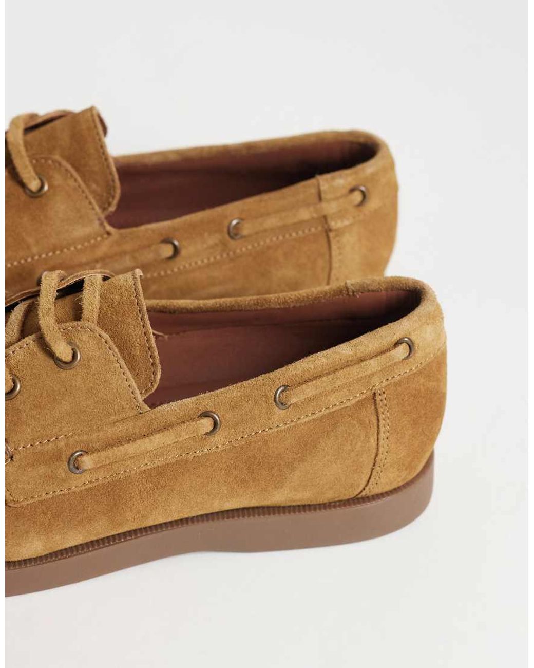 ASOS White Lace Up Boat Shoe With Gum Sole for men
