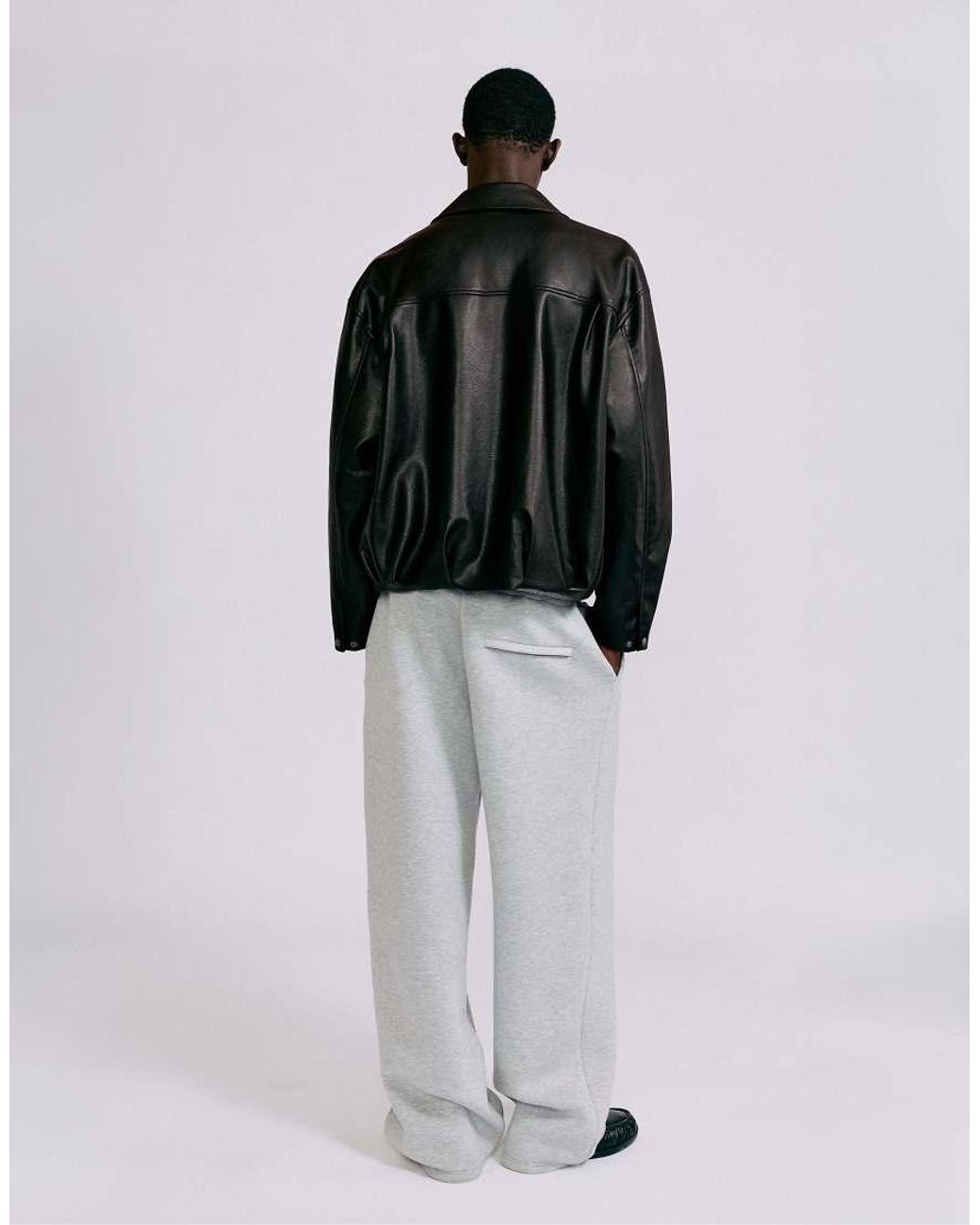 Pull&Bear Black Leather-effect Jacket for men