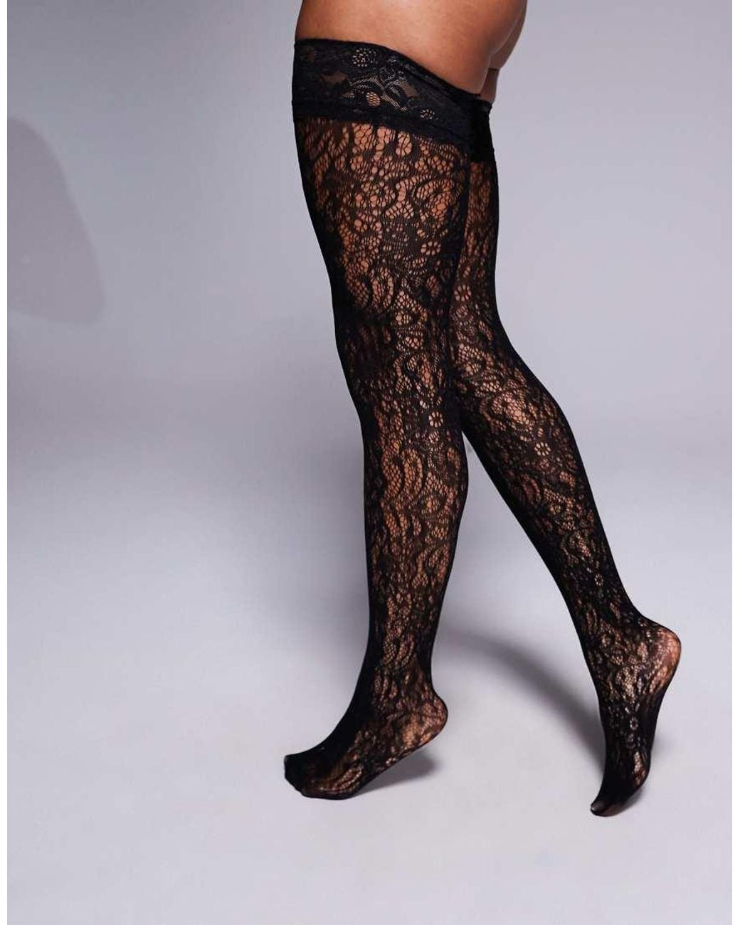 Ann Summers Black All Over Lace Hold Ups