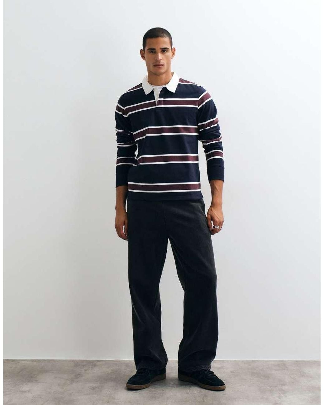 Threadbare Blue Rugby Polo Neck for men