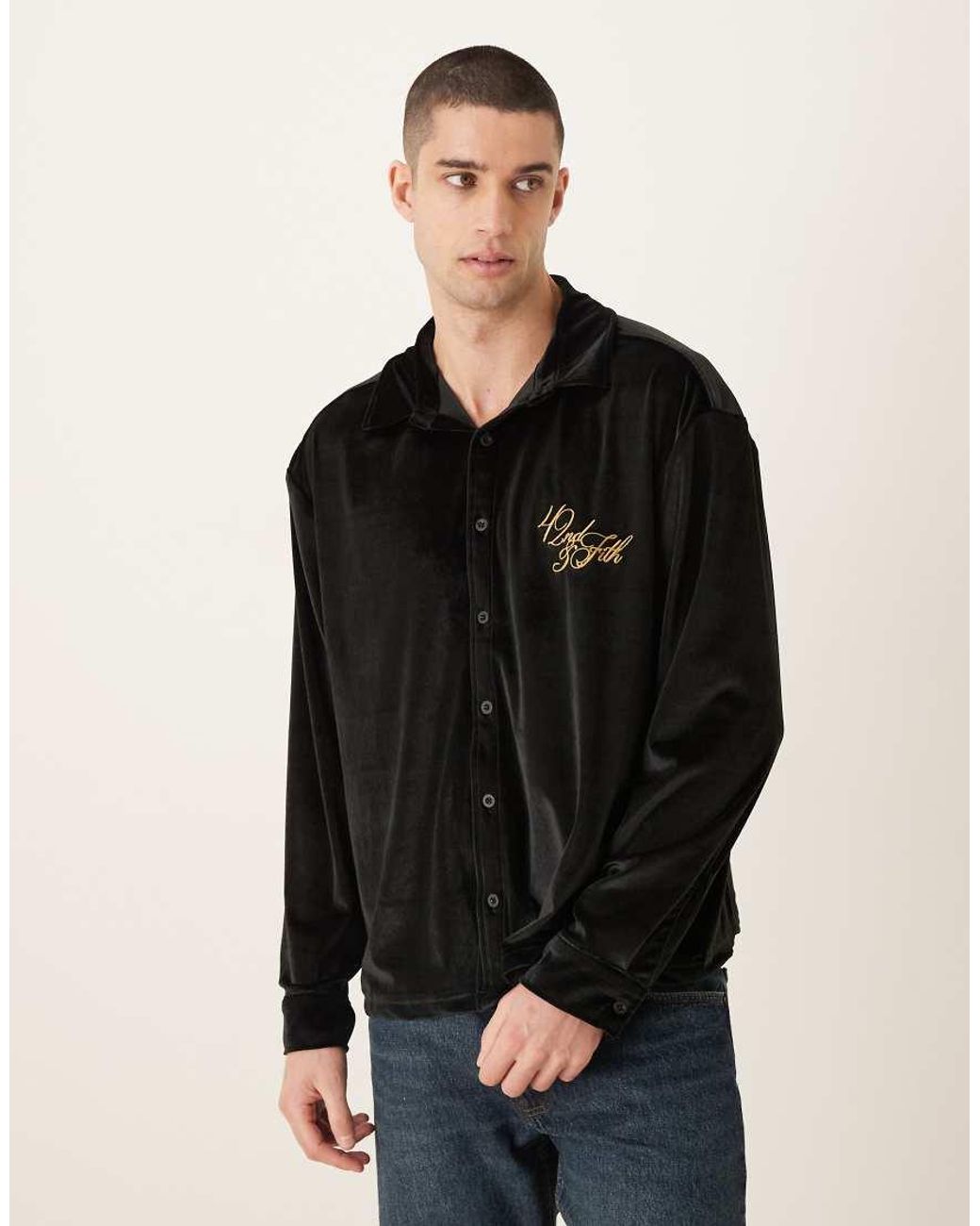 ASOS Black Long Sleeve Relaxed Boxy Shirt for men