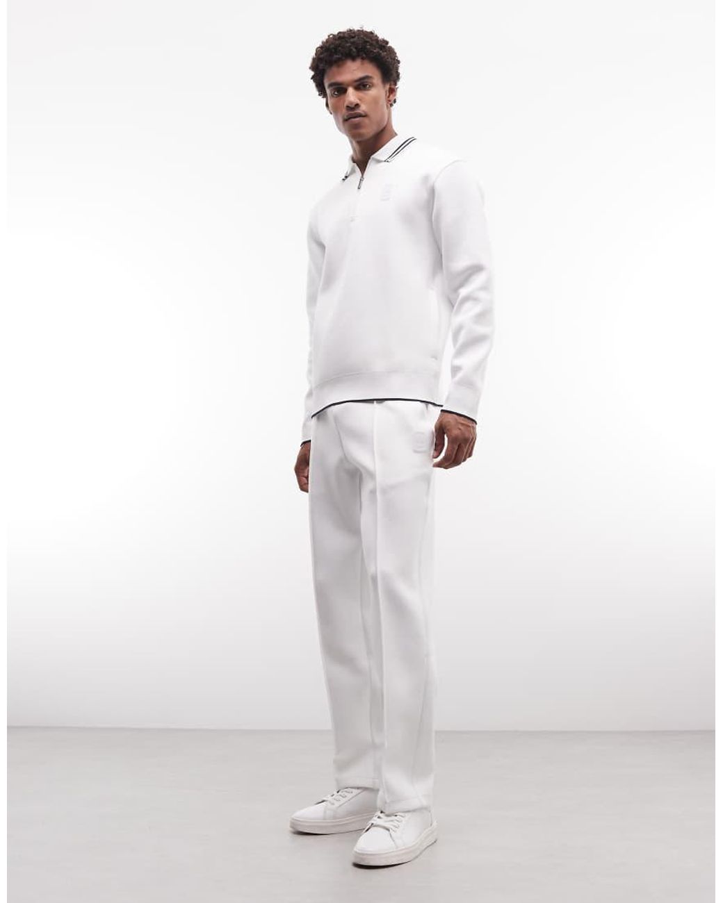 Lacoste White Tennis Performance 1/4 Zip Logo Sweatshirt for men