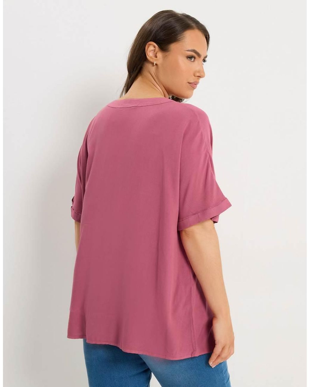 Yours Clothing Pink Chambray Button Through Blouse