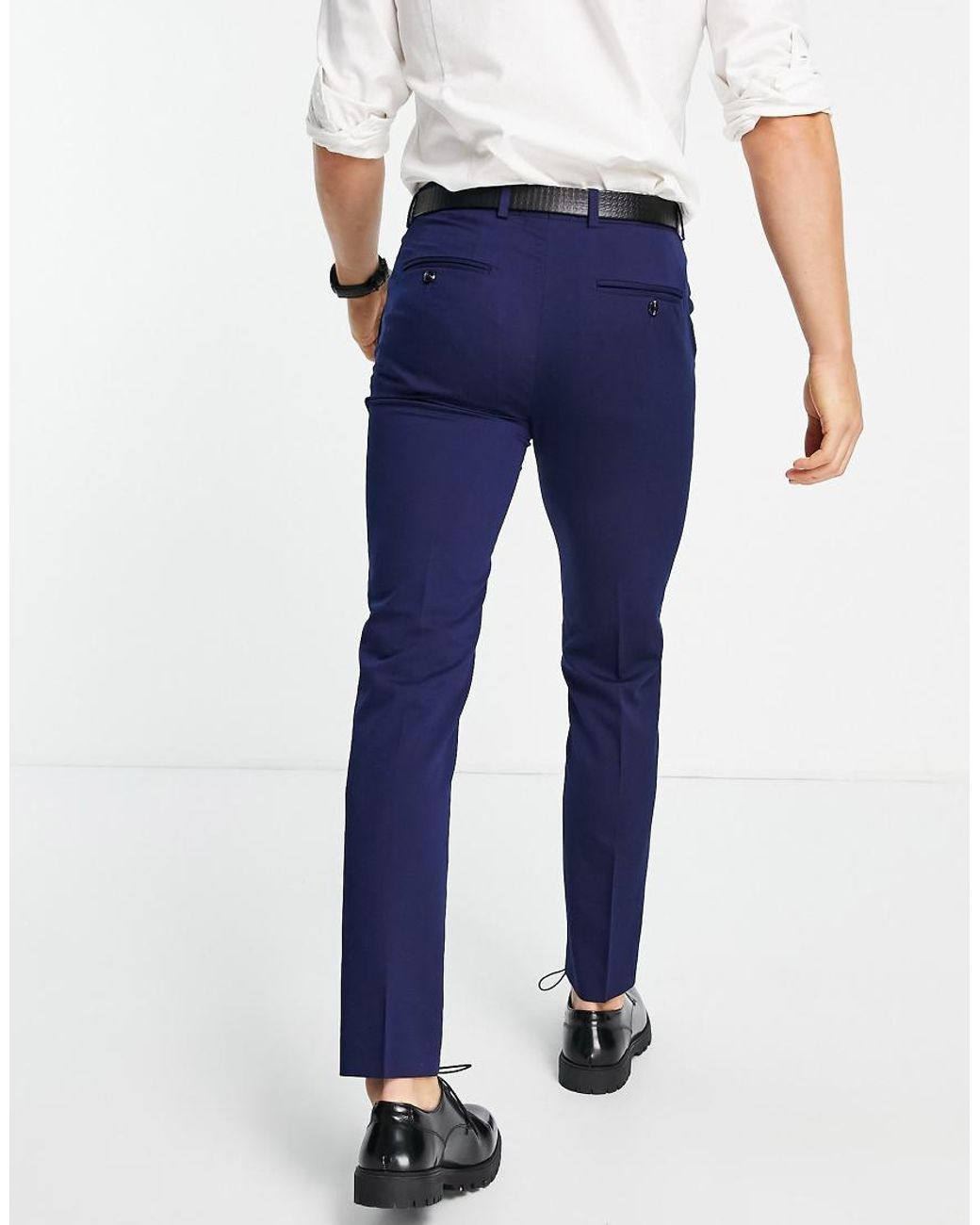 Jack & Jones Blue Franco Super Slim Fit Tailored Trousers for men