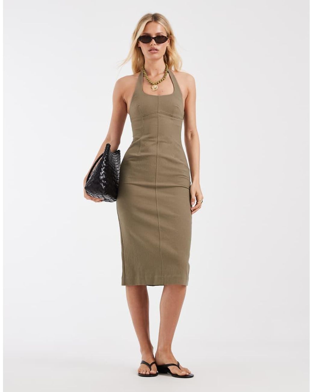 & Other Stories White Halter Neck Midi Dress