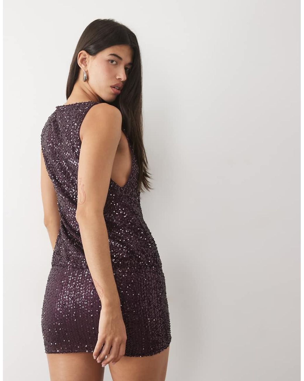 Motel Brown Ranmi Sequin Mini Dress