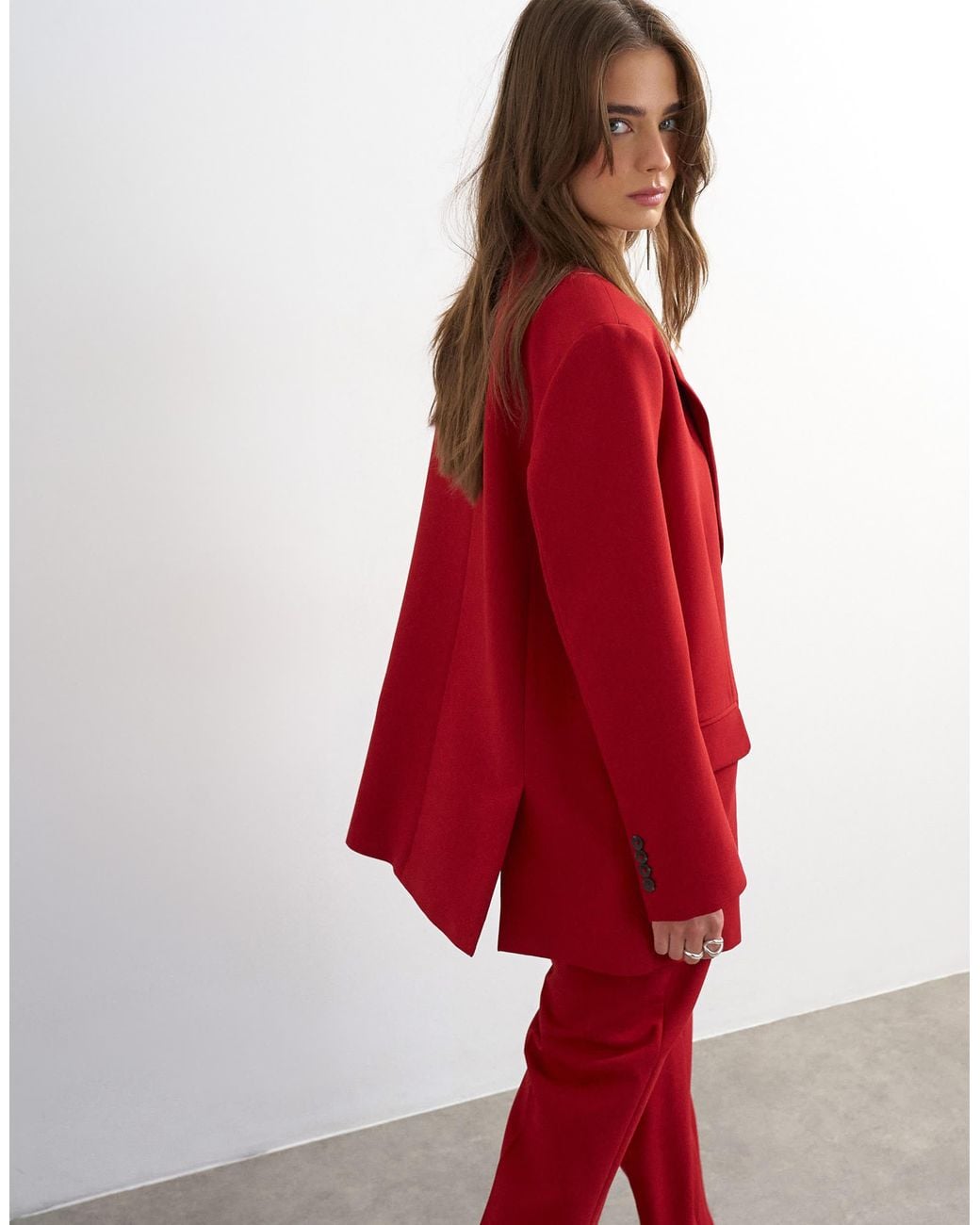 TOPSHOP Red Co Ord 2 Button Relaxed Fit Blazer