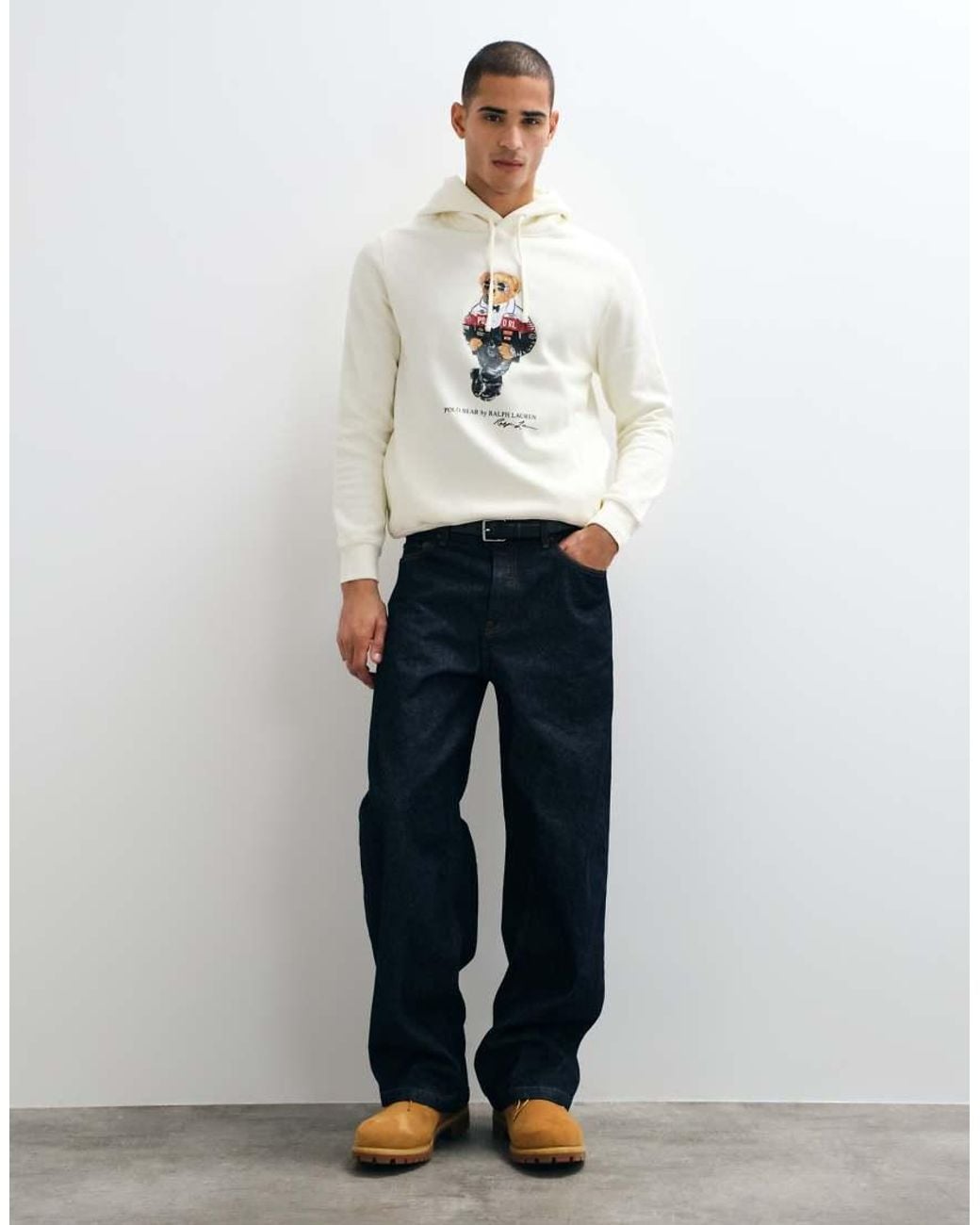Polo Ralph Lauren White Bear Print Hoodie for men