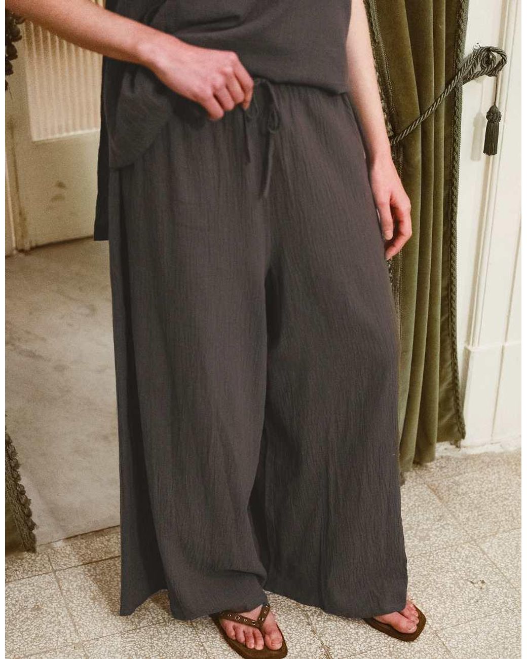 Muse Assembly White Fern Wide Leg Trousers Co-ord
