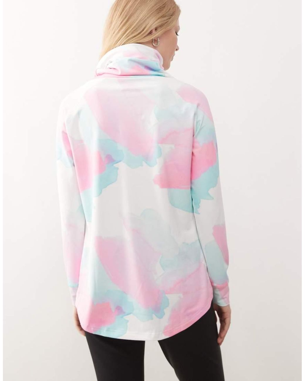 OOSC Pink High Neck Baselayer Top Watercolour