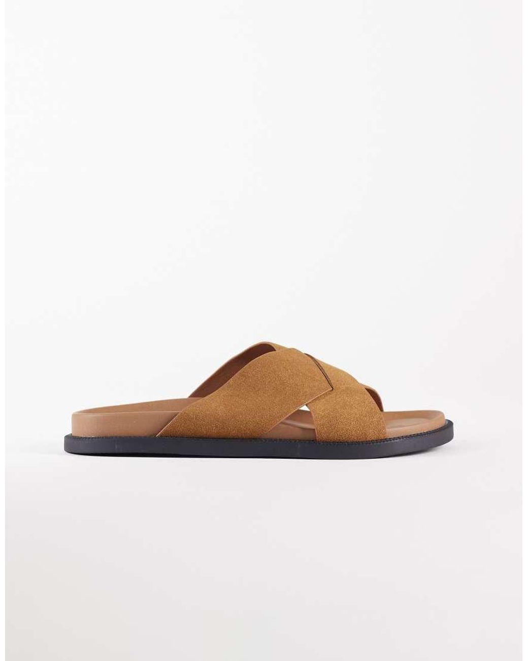 ASOS Brown Cross Over Strap Sandals for men