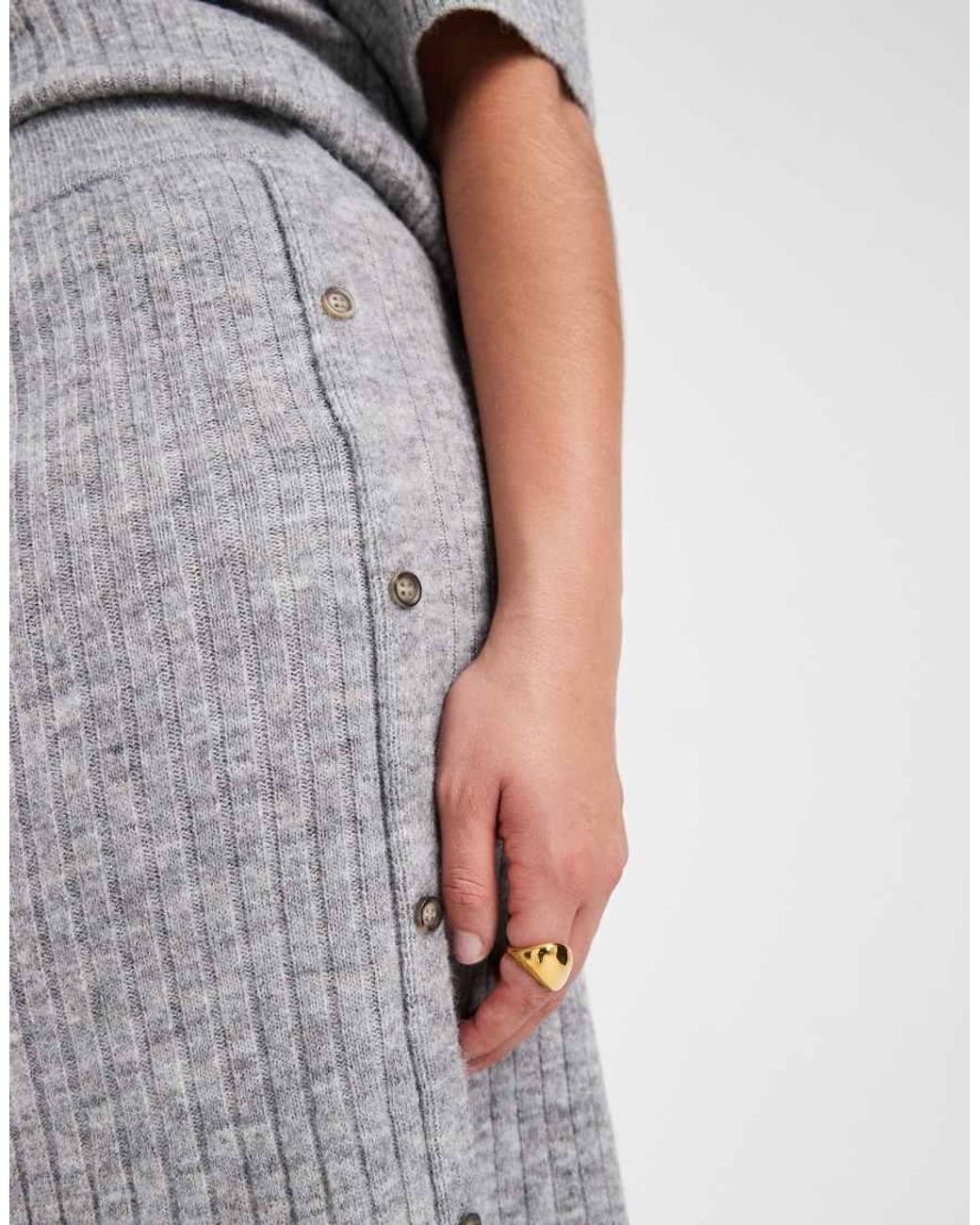 Vero Moda Gray Rib Knit Midi Skirt