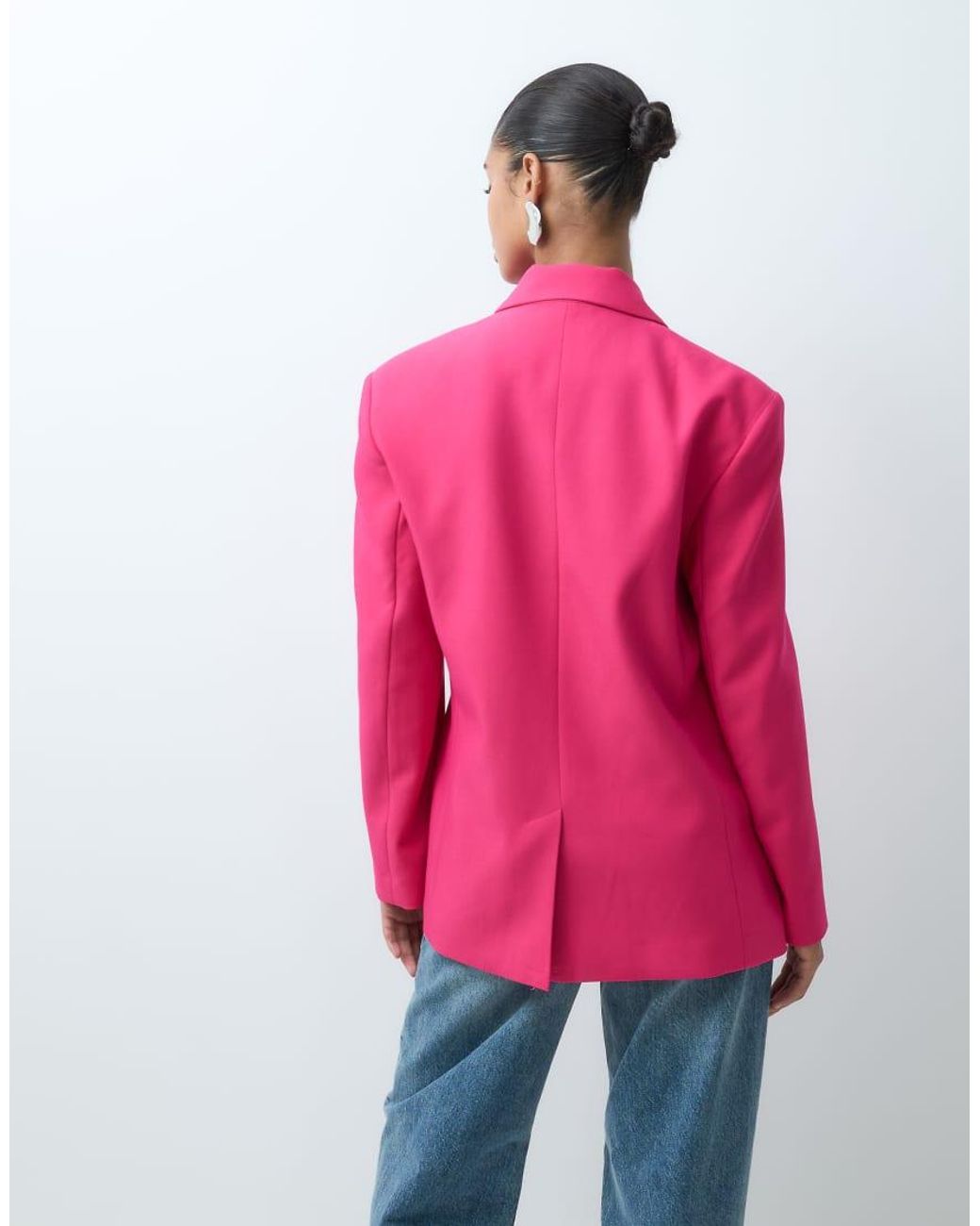 ASOS Pink Tailored Strong Shoulder Double Breasted Blazer