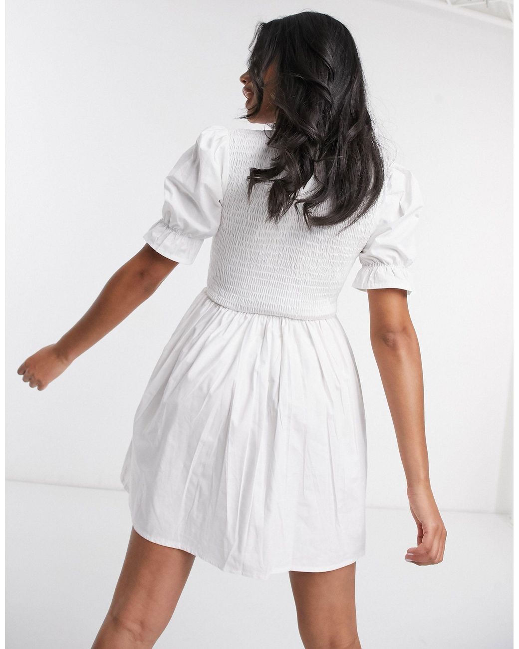 Missguided Shirred Frill Sleeve Poplin 