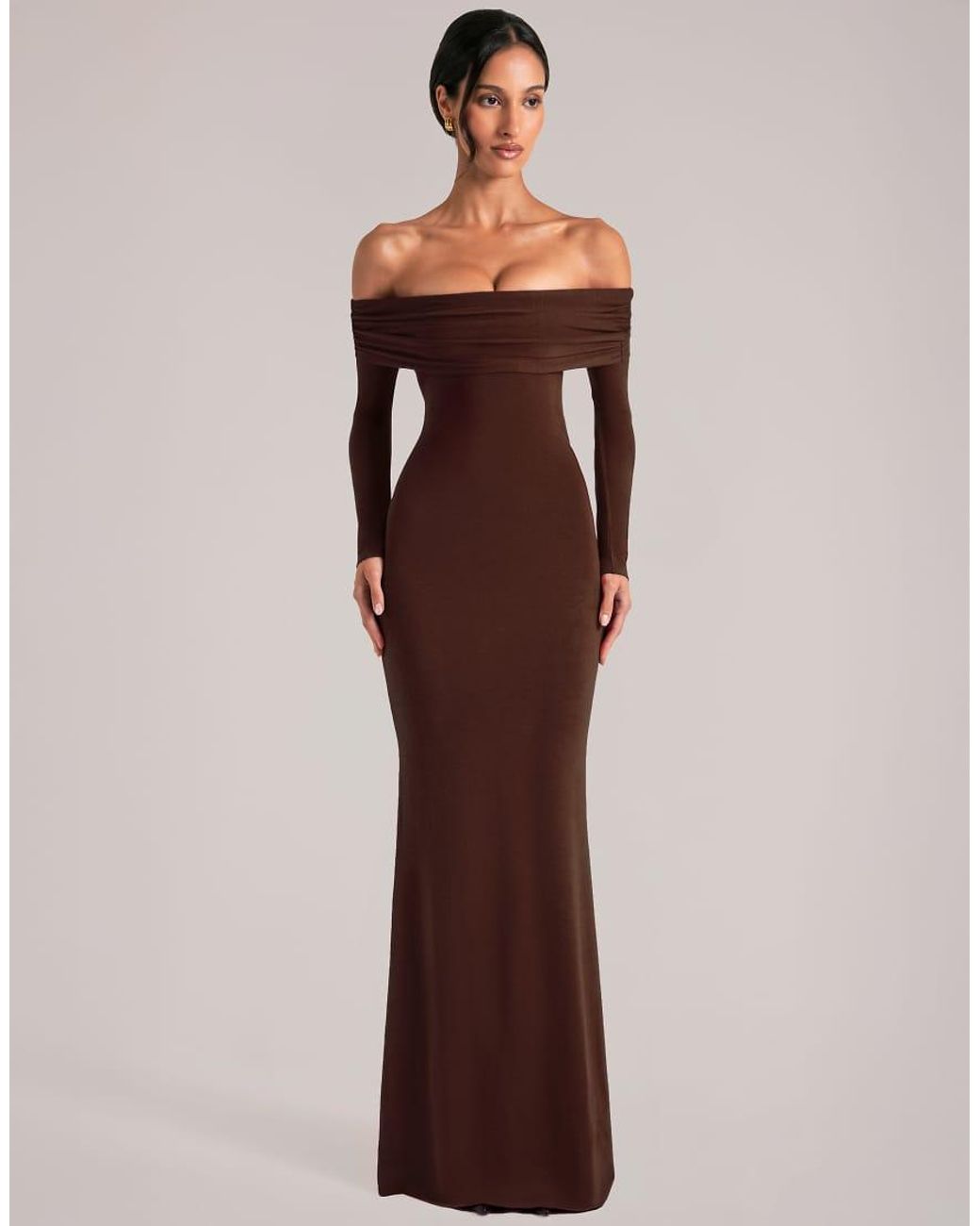 Oh Polly Multicolor Modal Off Shoulder Cut Out Detail Maxi Dress