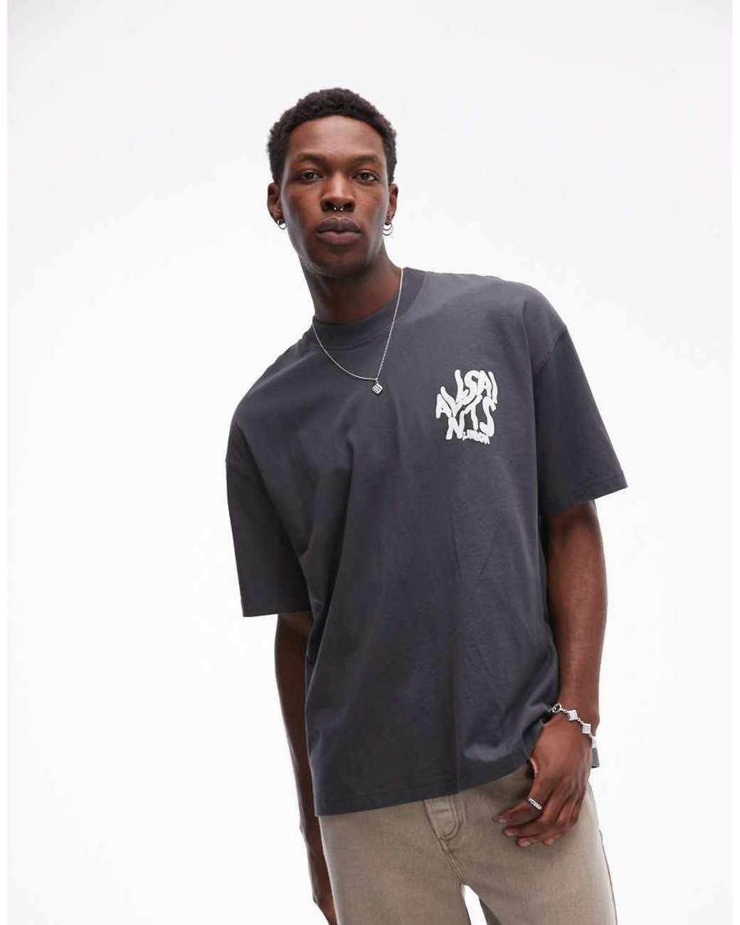 AllSaints Blue Orlando Back Print T-shirt for men