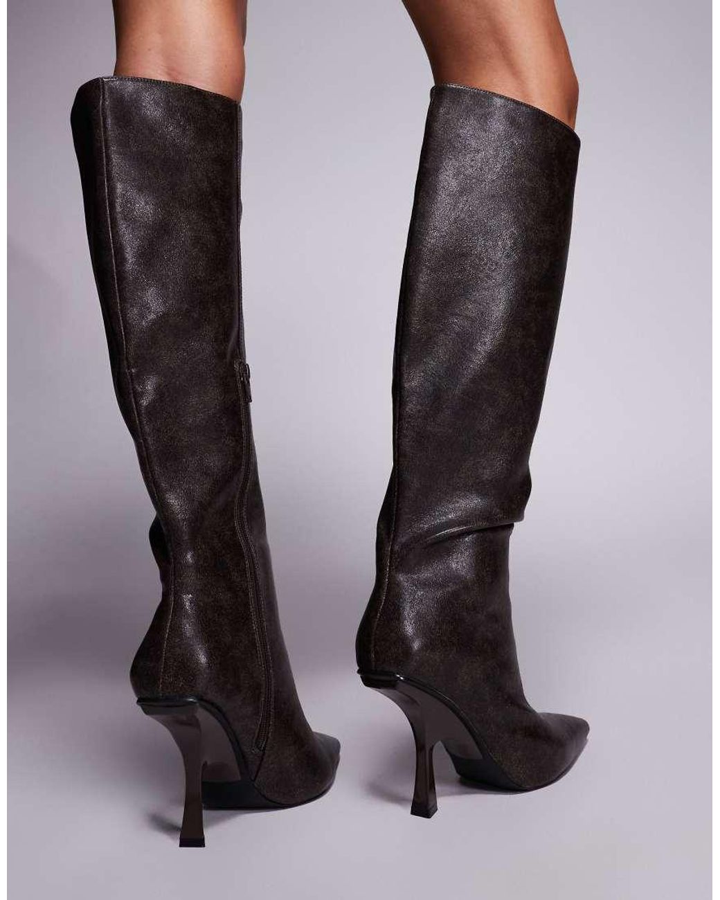 Public Desire Black Third Date High Heeled Knee Boots