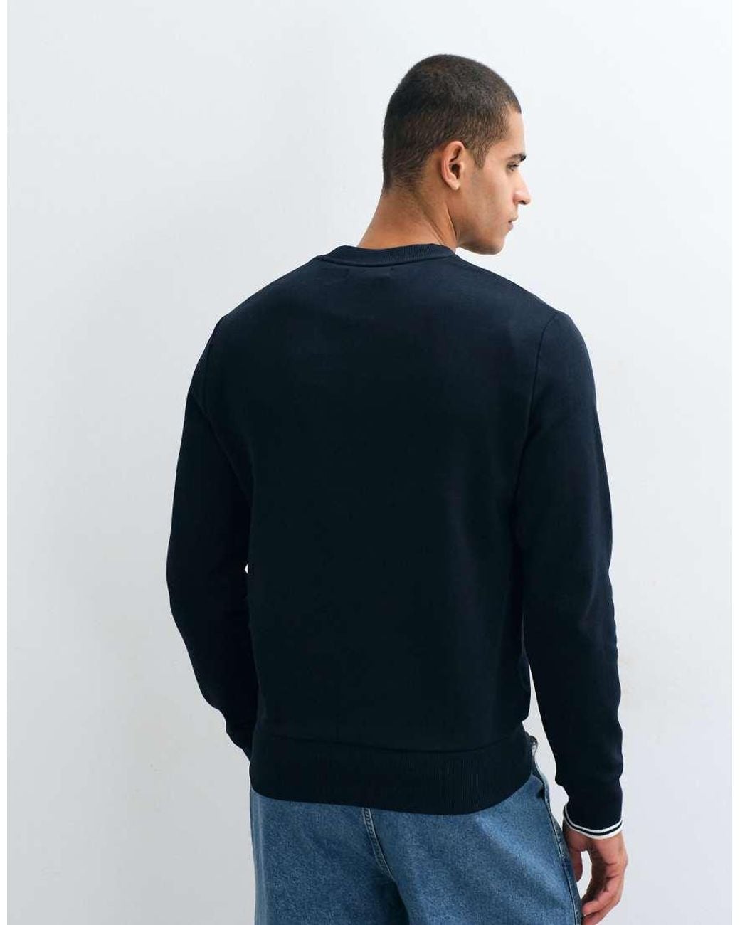 Fred Perry Blue Crew Neck Sweat for men